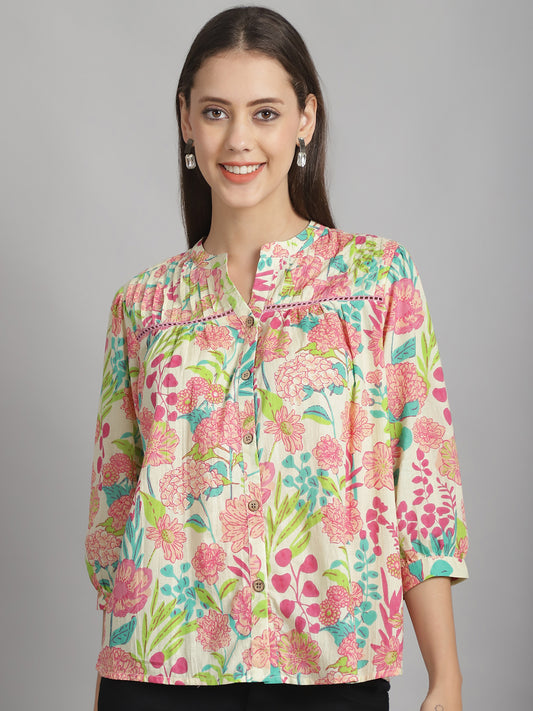 Multi Floral Printed Floral Pure Cotton Top