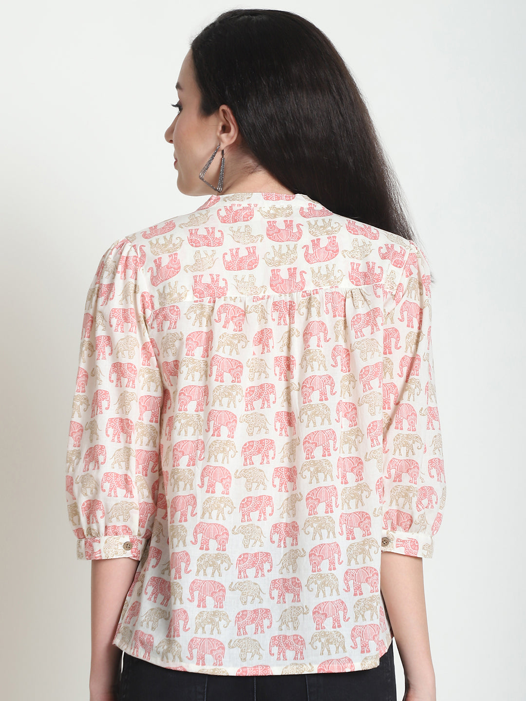 Peach Animal Printed Pure Cotton Top