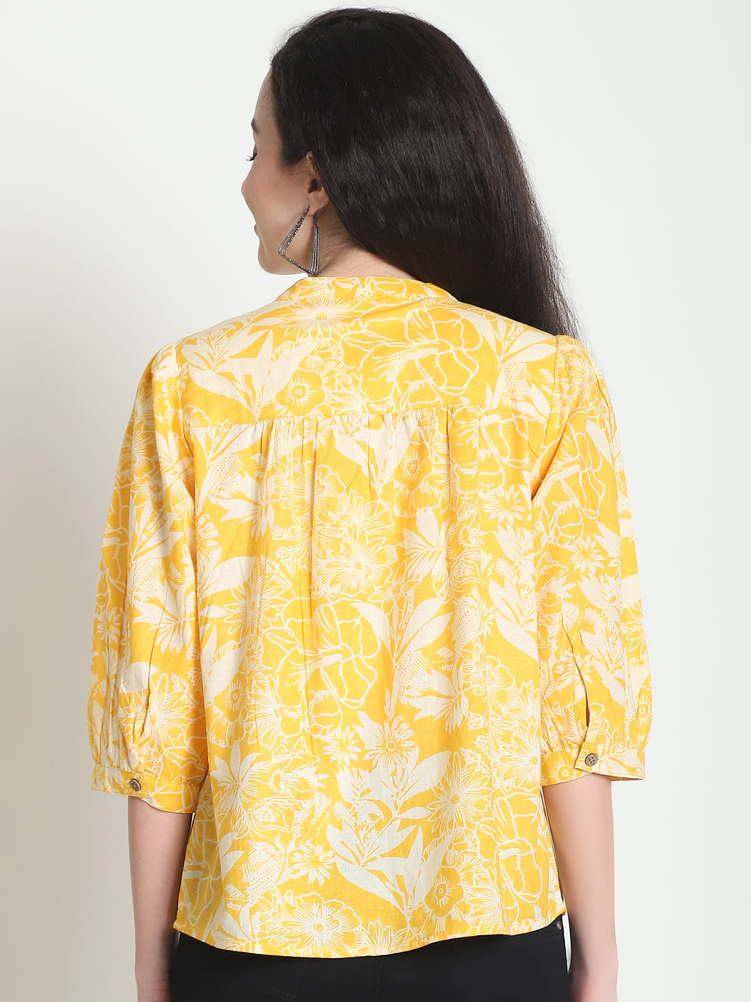 Mustard Floral Pure Cotton Top