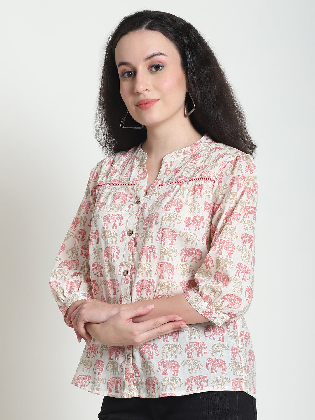 Peach Animal Printed Pure Cotton Top