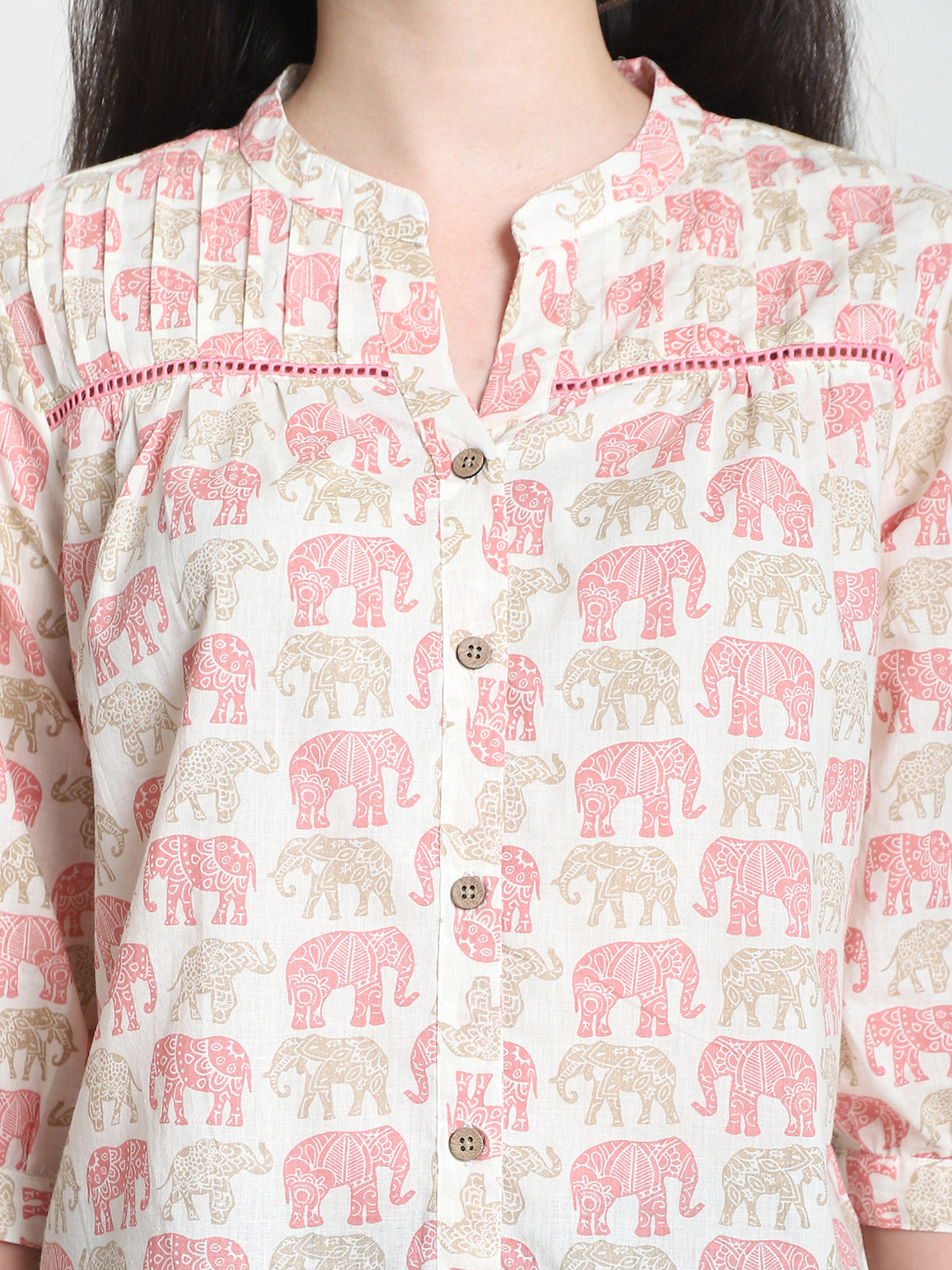 Peach Animal Printed Pure Cotton Top