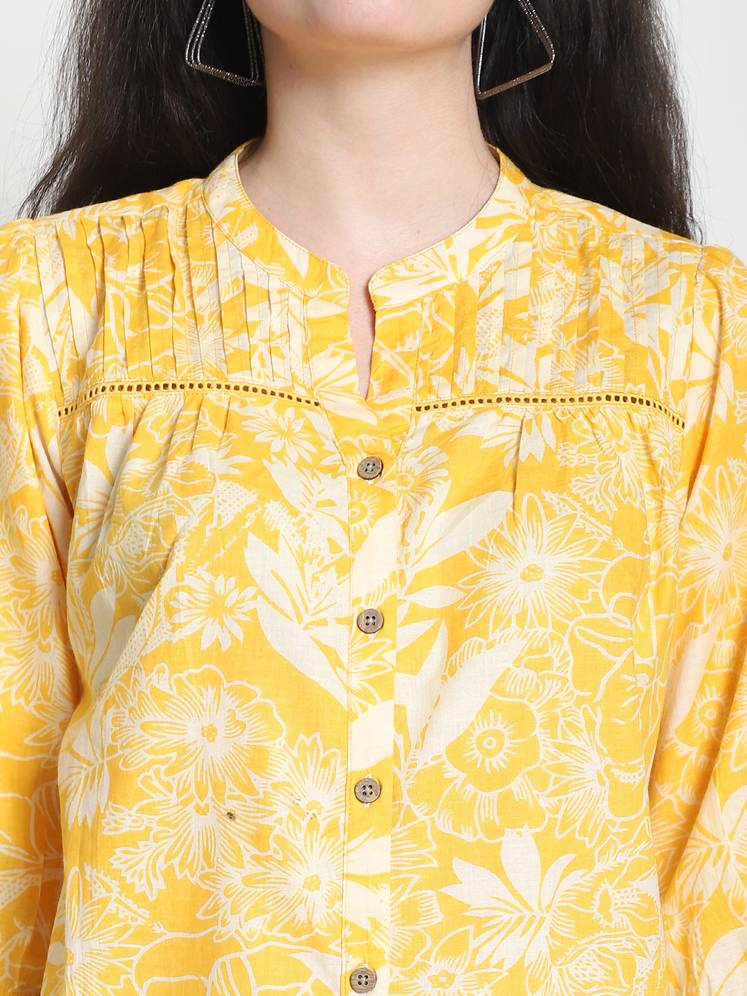 Mustard Floral Pure Cotton Top